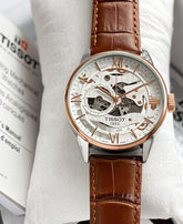 TISSOT Le Locle Automatic Men's Watch – Classic Skeleton Design with Leather Strap